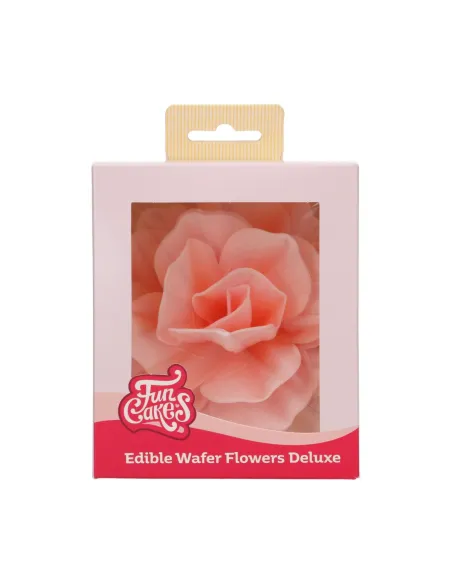 Flor de oblea Rosa Pastella rosa 12,5 cm Funcakes