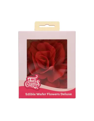 Flor de oblea Rosa Pastella roja 12,5 cm Funcakes