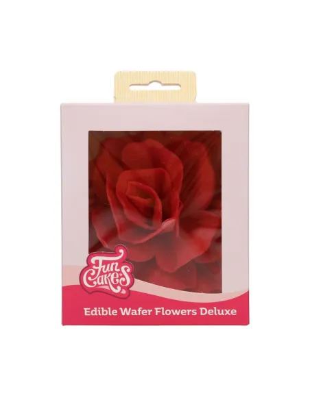 Flor de oblea Rosa Pastella roja 12,5 cm Funcakes