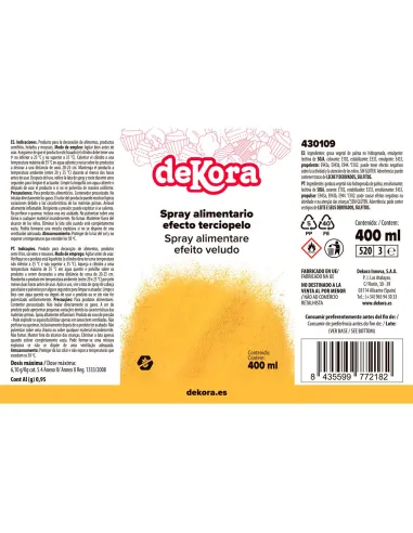 Spray efecto terciopelo Amarillo 400 ml Dekora