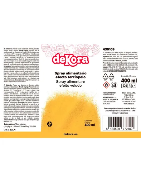Spray efecto terciopelo Amarillo 400 ml Dekora