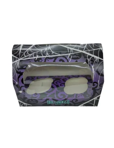 Caja 2 cupcakes negro y lila con ventana Halloween Azucren