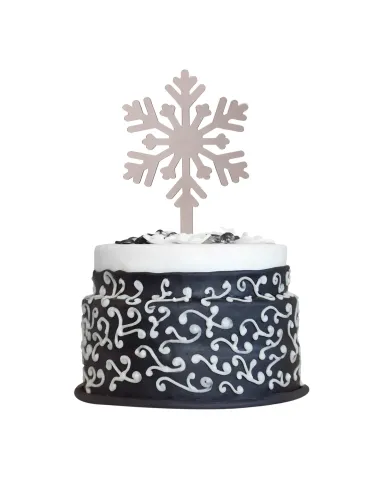 Topper Plata para tarta Copo de Nieve Dekora