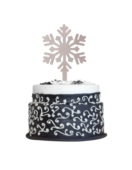 Topper Plata para tarta Copo de Nieve Dekora