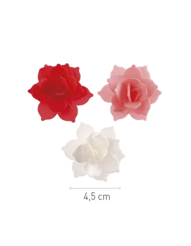 Set 8 Nenúfares de oblea rojo, rosa y blanco Dekora