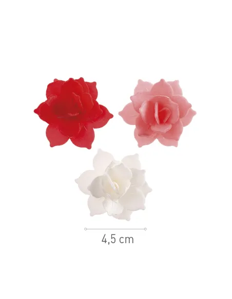 Set 8 Nenúfares de oblea rojo, rosa y blanco Dekora