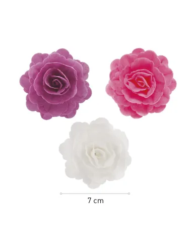 Set 15 Rosas de oblea de colores Dekora