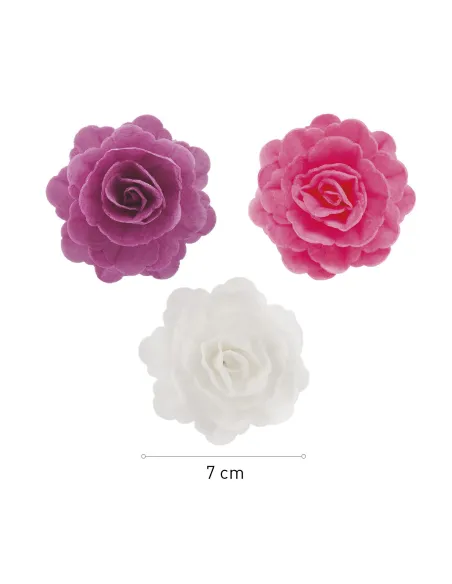 Set 15 Rosas de oblea de colores Dekora