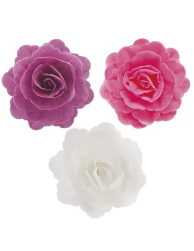 Set 15 Rosas de oblea de colores Dekora