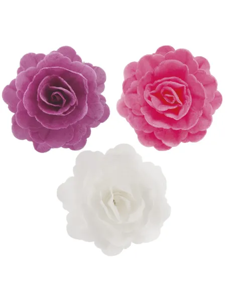 Set 15 Rosas de oblea de colores Dekora