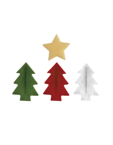 Set 26 Decoraciones de oblea Abetos y Estrellas de Navidad Dekora