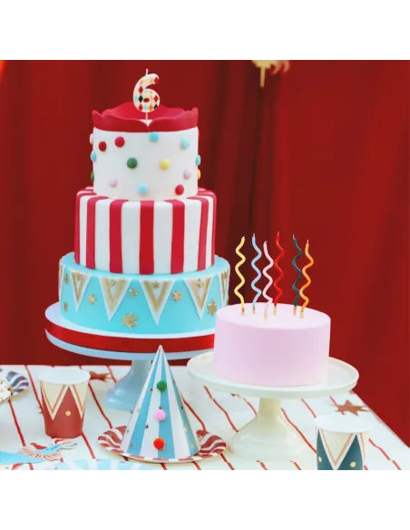 Set 12 velas onduladas Arcoíris PartyDeco