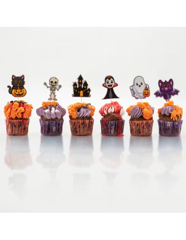Set 16 toppers de papel Feliz Halloween Dekora