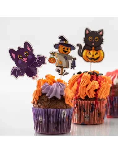 Set 16 toppers de papel Feliz Halloween Dekora
