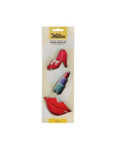 Set 3 cortadores Zapato tacón, Pintalabios y Labios Wilton