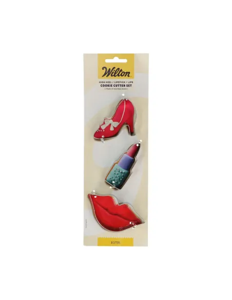 Set 3 cortadores Zapato tacón, Pintalabios y Labios Wilton