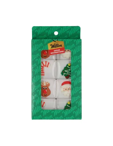 Set 8 decoraciones de azúcar Feliz Navidad Wilton