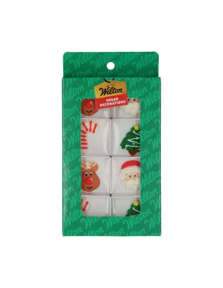 Set 8 decoraciones de azúcar Feliz Navidad Wilton
