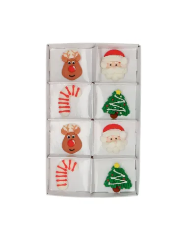 Set 8 decoraciones de azúcar Feliz Navidad Wilton