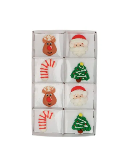 Set 8 decoraciones de azúcar Feliz Navidad Wilton
