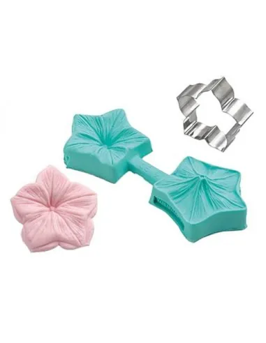 Set cortador y molde de silicona Petunia Silikomart