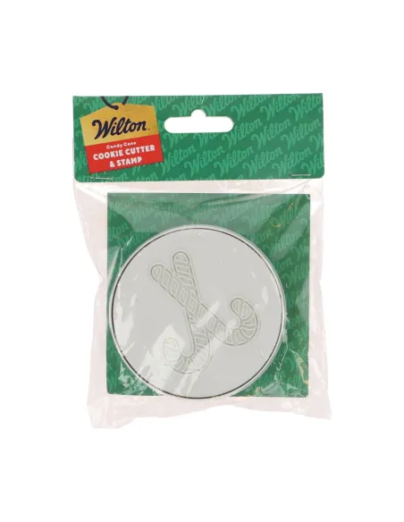 Cortador de galletas y sello Bastón de caramelo Navidad Wilton