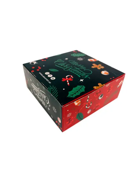Caja 4 cupcakes roja y verde con ventana Navidad Azucren