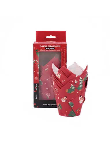 Set 50 Cápsulas muffins Rojas Navidad Azucren