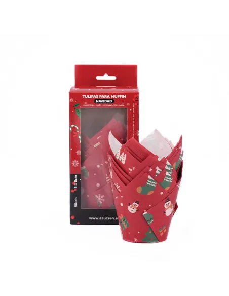 Set 50 Cápsulas muffins Rojas Navidad Azucren