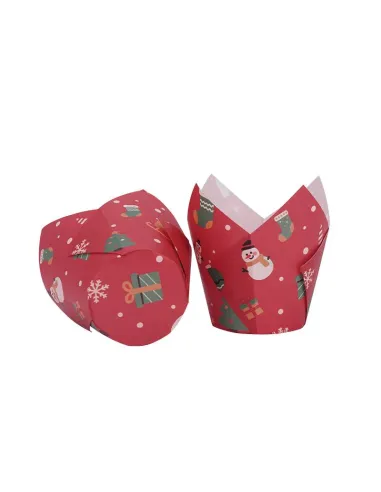 Set 50 Cápsulas muffins Rojas Navidad Azucren