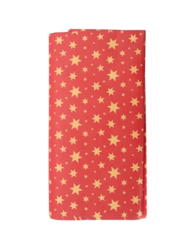 Set 12 papeles encerados Rojos con Estrellas Doradas Navidad PME