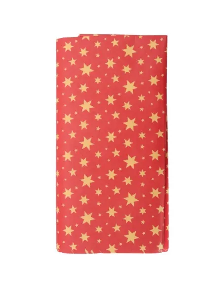 Set 12 papeles encerados Rojos con Estrellas Doradas Navidad PME