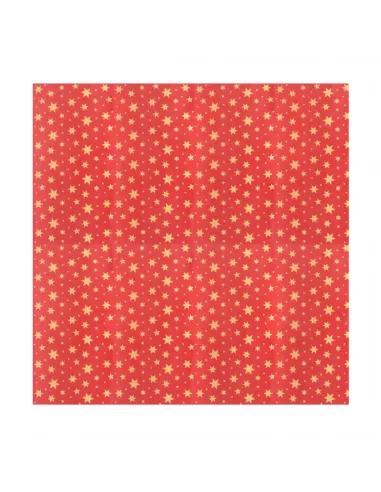 Set 12 papeles encerados Rojos con Estrellas Doradas Navidad PME
