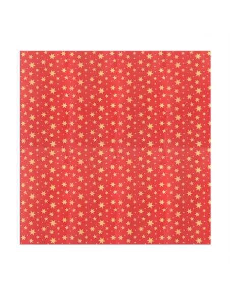 Set 12 papeles encerados Rojos con Estrellas Doradas Navidad PME