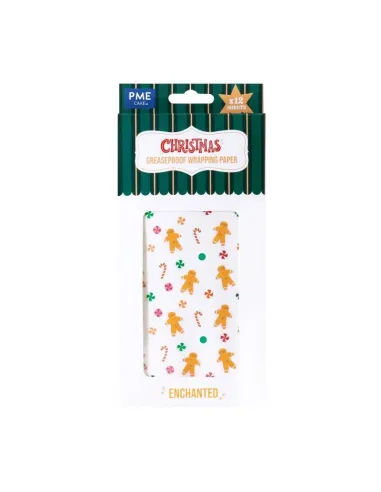 Set 12 papeles encerados Muñecos de Jenjibre Navidad PME