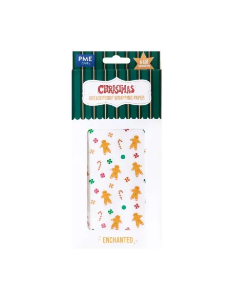 Set 12 papeles encerados Muñecos de Jenjibre Navidad PME