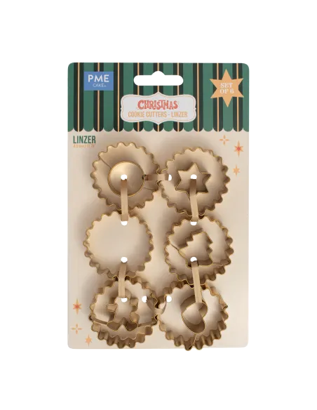 Set 6 cortadores ondulados linzer Navidad PME