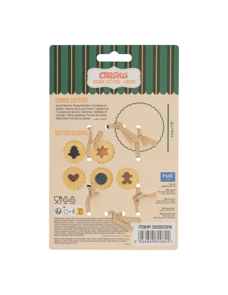 Set 6 cortadores ondulados linzer Navidad PME