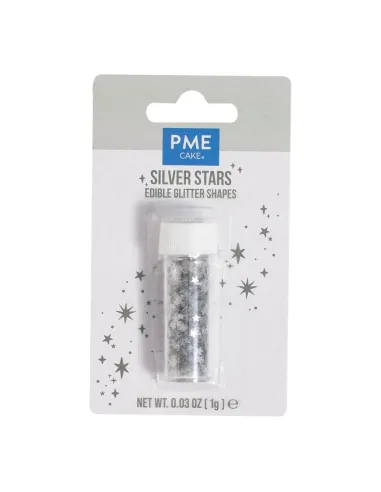 Sprinkles Estrellas Plata con purpurina Navidad PME