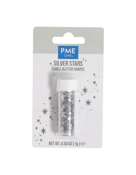 Sprinkles Estrellas Plata con purpurina Navidad PME