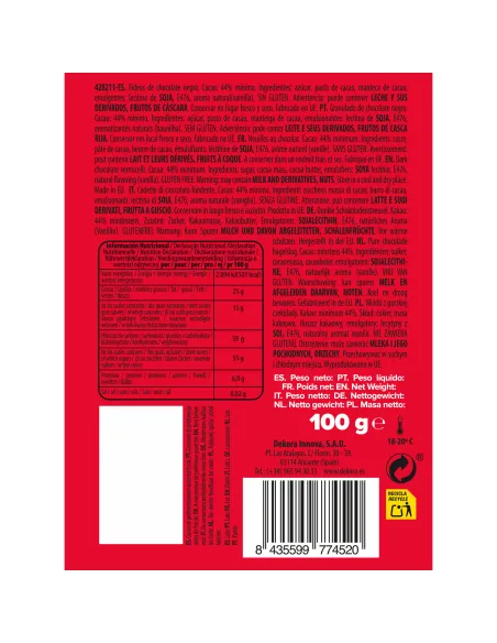 Fideos de chocolate negro 100 g Dekora