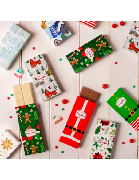 Set 5 cajas para turrón Casas nevadas Navidad Decora