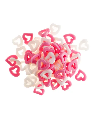 Sprinkles Corazones huecos Rojos, Rosas y Blancos 100 g Dekora