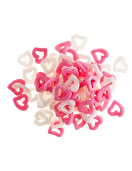 Sprinkles Corazones huecos Rojos, Rosas y Blancos 100 g Dekora