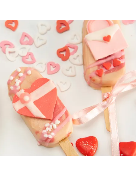 Sprinkles Corazones huecos Rojos, Rosas y Blancos 100 g Dekora