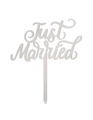 Topper plata para tarta Just Married