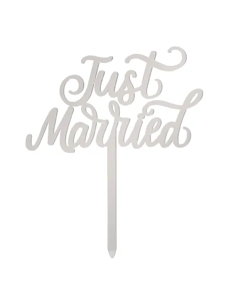 Topper plata para tarta Just Married