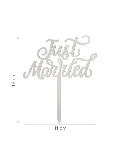 Topper plata para tarta Just Married