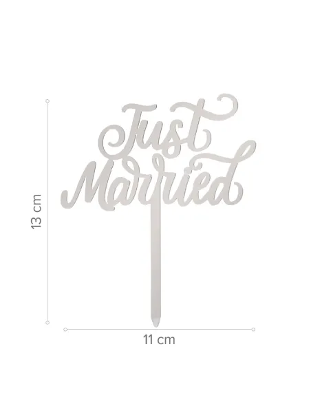 Topper plata para tarta Just Married