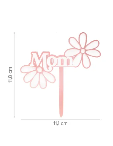 Topper rosa para Tarta Mom con flores Dekora
